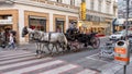 Horse drawn carriage ride Fiaker in Vienna, Austria