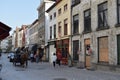 Horse drawn carriage touring visitors around Belgium\'s cobbled streets Royalty Free Stock Photo