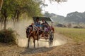 Horse-drawn carriage on the way to Thatbyinnyu Temple