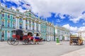Horse-drawn Carriages On The Palace Square In St. Petersburg