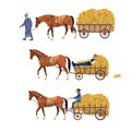 Horse-drawn cart with hay Royalty Free Stock Photo