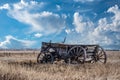 A horse-drawn cart on the prairies in Saskatchewan, Canada