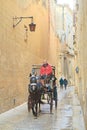 Horse-drawn cart on the street of ancient Mdina