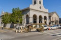 Horse Drawn Hearse Leaves Our Lady of Guadalupe Church in New Orleans Royalty Free Stock Photo