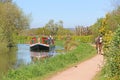 Horse drawn narrow boat on the Tiverton Canal