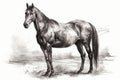 Horse drawn in pencil on a white background. Generative ai Royalty Free Stock Photo