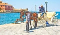 Horse drawn taxi in Chania, Crete.