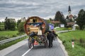 Horse drawn wagon on the road Royalty Free Stock Photo