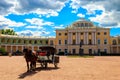 Horse-drawn Wagon On The Square At The Pavlovsk Palace In Pavlovsk  Russia