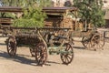 Horse drawn wagons Bluff Fort visitor centre Bluff Utah