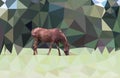 Horse eating grass low poly