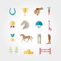 Horse equipment icon set color Royalty Free Stock Photo