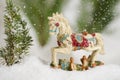 Horse in the falling snow Royalty Free Stock Photo