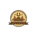 Horse farm with barn emblem logo design Royalty Free Stock Photo