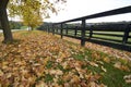 Horse farm with fences in autumn color in Ontario, Canada Royalty Free Stock Photo