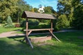 horse feeder in green park summer early autumn Royalty Free Stock Photo