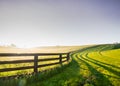 Horse Fence Snakes its Way Over the Hill Royalty Free Stock Photo