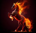 horse that is on fire on a black background. Generative AI Royalty Free Stock Photo