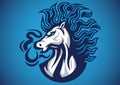 Horse fire blue logo vector Royalty Free Stock Photo