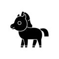 Horse foal cute icon, vector illustration, black sign on isolated background