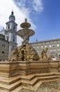 Horse fountain in front of Cathedral in the old town of Salzburg, Austria