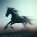 Horse gallop in desert. blur, numbers Royalty Free Stock Photo