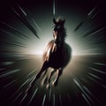 Horse gallop in desert. blur, numbers Royalty Free Stock Photo