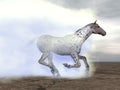 Horse galloping in the clouds - 3D render