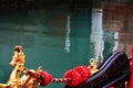 Horse, gondola and green water, Venice, Italy