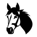 Horse head black silhouette isolated on white background. Vector illustration Royalty Free Stock Photo