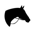 Horse head and bridle black silhouette