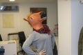 Horse Head Business Girl. Horse Head Mask Portraiture