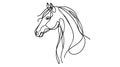 Horse head Continuous one line drawing art. Horse for logo, card, banner, poster, flyer - Editable line Vector Royalty Free Stock Photo