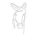 Horse head drawn in one continuous line in minimalist style. Design suitable for equestrian club logo, mascot, tattoo, jewelry Royalty Free Stock Photo