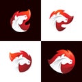 Horse Head in Fire Flame Logo Icon Vector Royalty Free Stock Photo