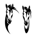 Horse head front view head black vector outline