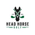 horse head golf illustration logo Royalty Free Stock Photo