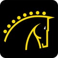 Horse head icon in yellow and black in lineal geometric style Royalty Free Stock Photo