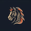 Detailed Percheron Horse Logo On Dark Background