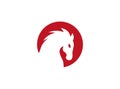 Horse head inside a red circle for logo