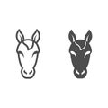 Horse head line and solid icon, Farm animals concept, stallion symbol on white background, horse head silhouette icon in Royalty Free Stock Photo