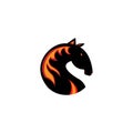 Horse head logo illustration of fire vector design Royalty Free Stock Photo