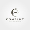 horse head logo vector vintage minimalist illustration design