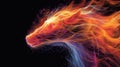 A horse head is made up of colorful flames and smoke, AI
