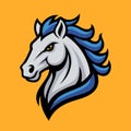Horse Head Mascot Graphic With Blue Mane EPS 10 Royalty Free Stock Photo