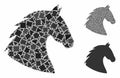 Horse head Mosaic Icon of Irregular Parts