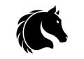 Horse head silhouette vector black and white Royalty Free Stock Photo