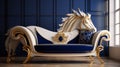 Luxurious Futuristic Classical Style Blue Sofa Inspired By Horse