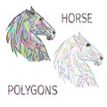 Horse head triangle polygons coloured and outline vector illustration editable hand draw