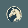 Elegant Horse Head Logo Vector Illustration In Light Navy And Beige